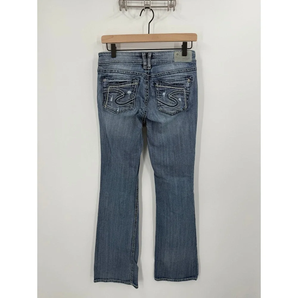 Silver‎ Jeans Suki Mid Bootcut Jeans Women W27 L33 Distressed Embellished - Picture 4 of 8